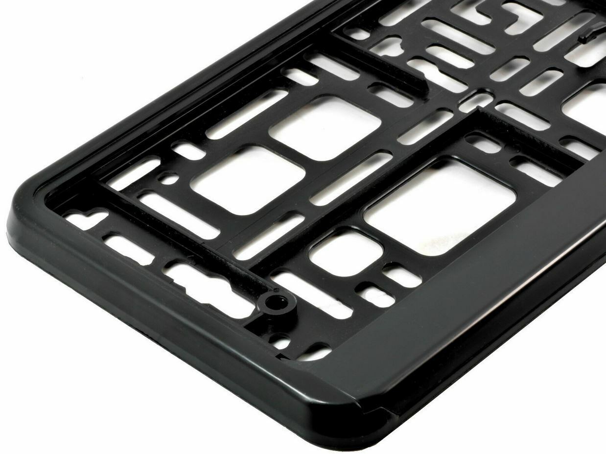 2-Pack Black Number Plate Holder Surrounds - Universal Fit For Any Car Or Caravan - ABS Plastic, Road Legal